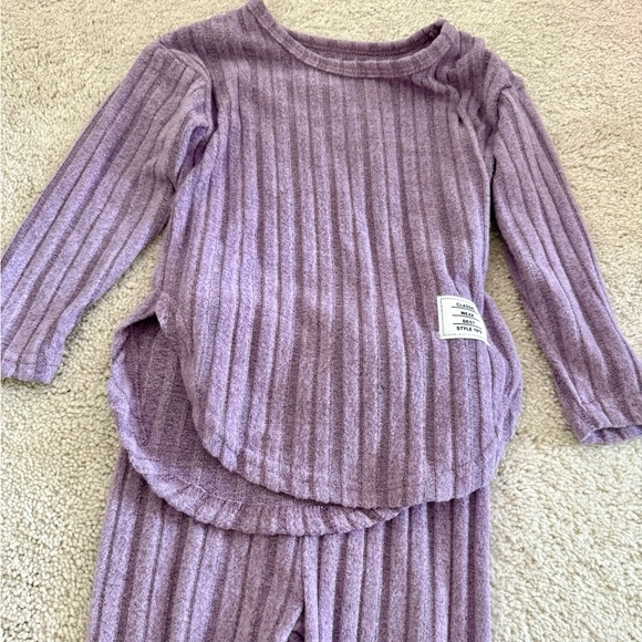 Kids Ribbed Lavender Matching Set - Picture 4 of 8
